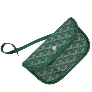 Goyard Saint Louis Green Canvas Leather Pouch Wallet